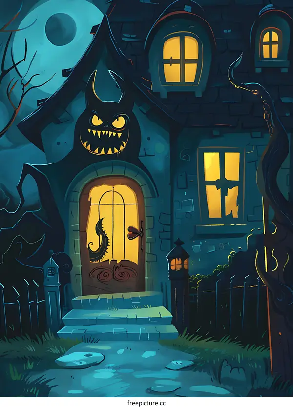 Scary Halloween House With Creepy Monster