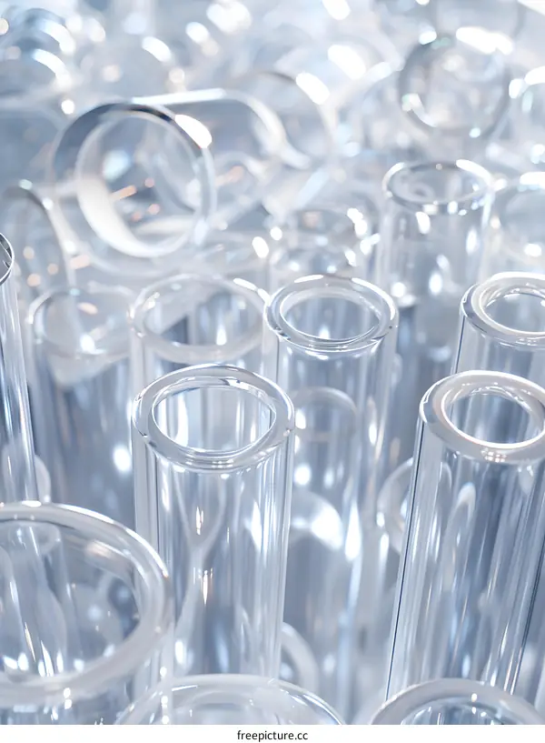 Group of empty test tubes in a science lab