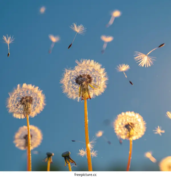 Dandelion Seeds in the Wind