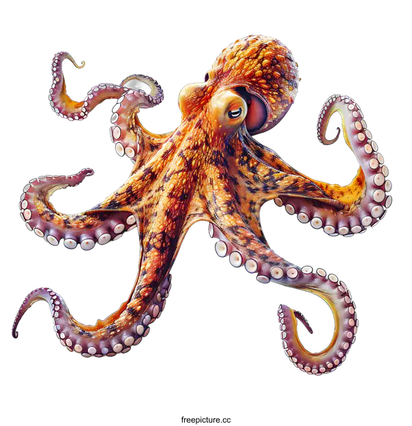 [Transparent Background PNG]A detailed realistic painting of an octopus