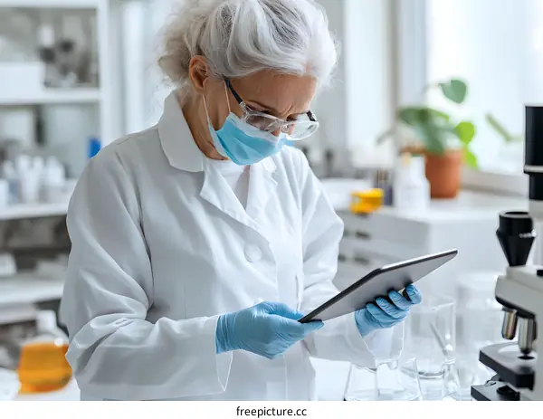 Lab Technician Using Digital Tablet In Laboratory
