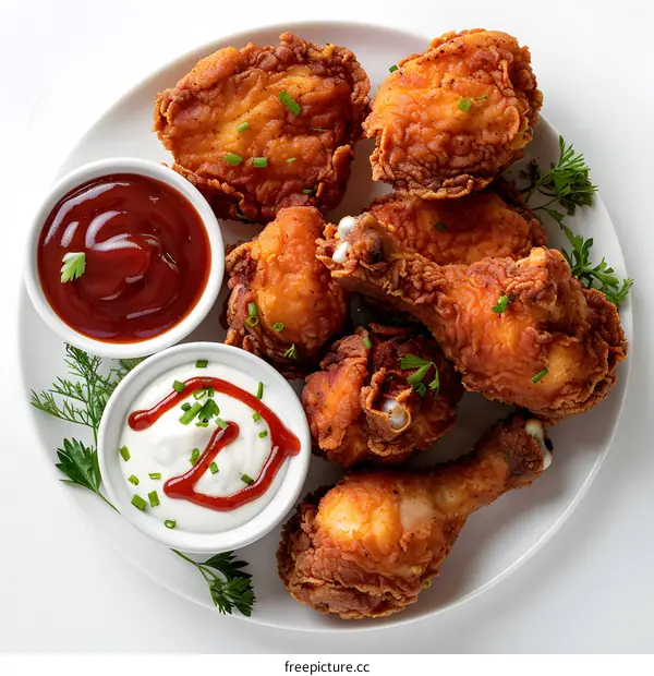 Crispy Fried Chicken with Dipping Sauces