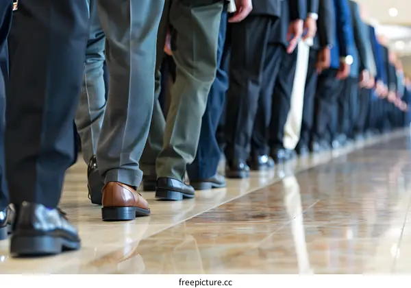 Men in Suits Standing in Line, Business Meeting