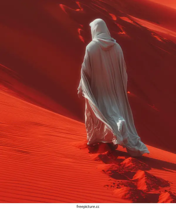 Solitary Figure in a Red Desert