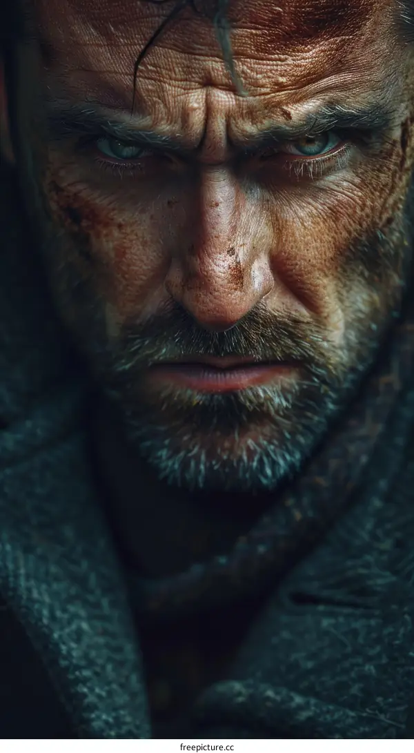 Close-up Portrait of a Determined Man