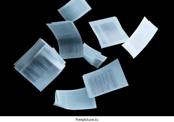 Documents Flying Through the Air