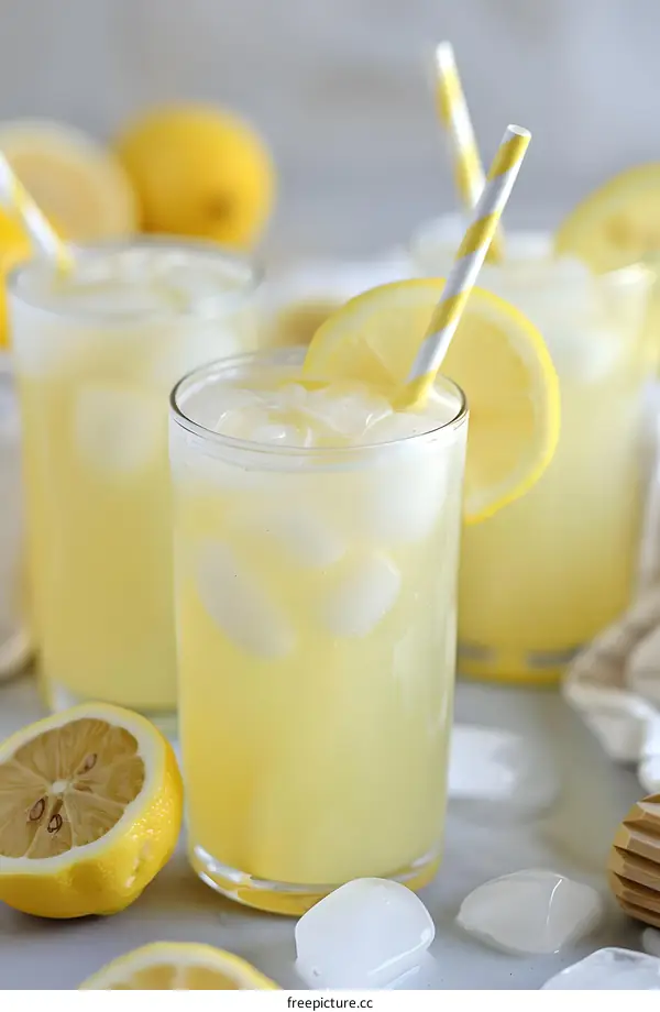 Refreshing Homemade Lemonade with Lemon Slices and Ice