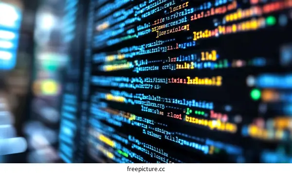 Computer Code Display on Monitor