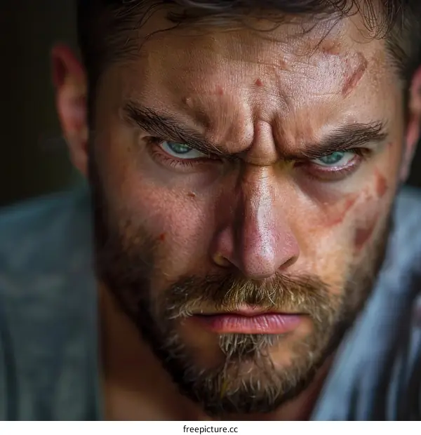 Close Up Portrait of an Angry Man