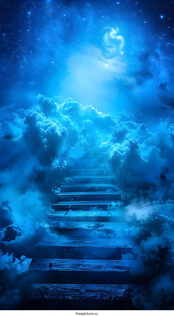 Stairway To Heaven Blue Sky Clouds Fantasy