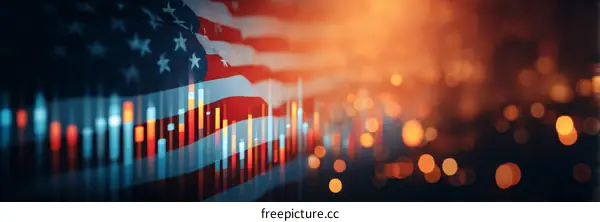 American Flag with Financial Data Overlay