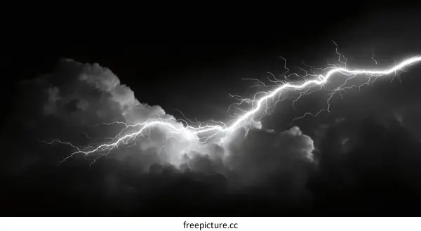 Dramatic Lightning Strike Across Dark Clouds