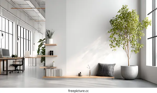Modern Minimalist Office Interior Design Illustration