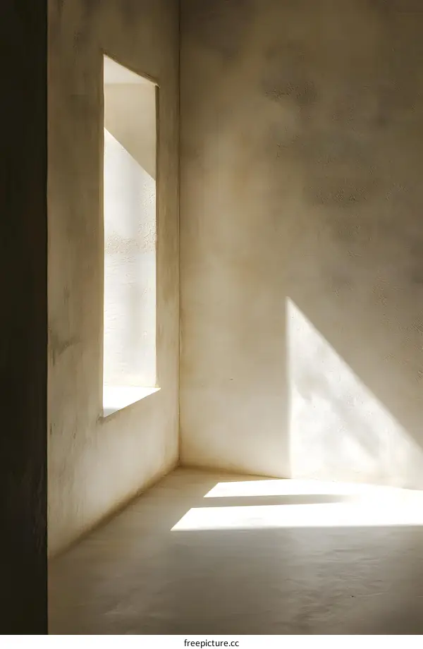 Sunlight Streaming Through Window In Empty Room