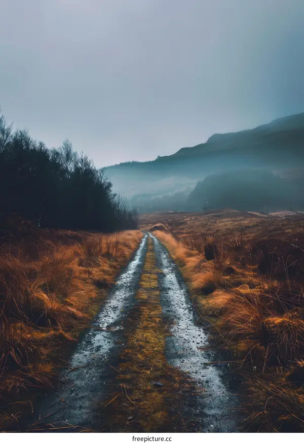 Rural Path on a Misty Day