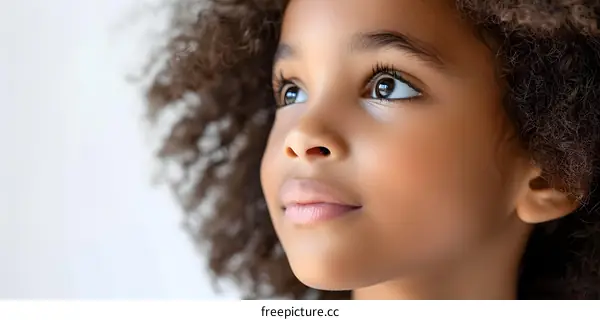 portrait of a young girl with curly hair
