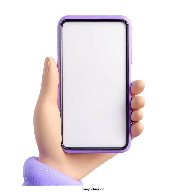 [Transparent Background PNG]Hand Holding a Blank Screen Smartphone Illustration