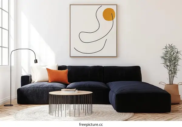 Modern Living Room Interior Design with Abstract Art
