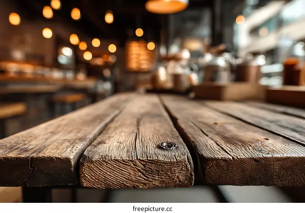 Rustic Wooden Table Top in Cafe