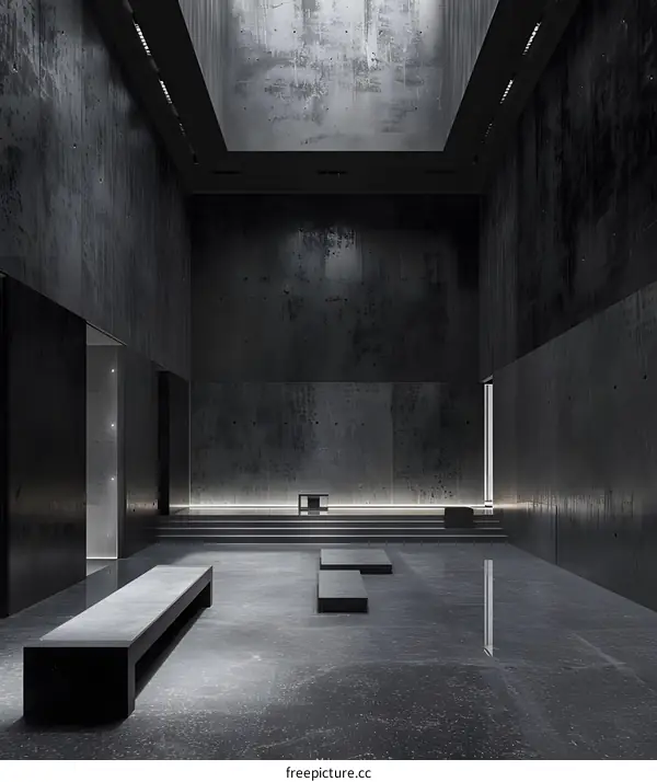 Minimalist Concrete Room Interior Design With Light