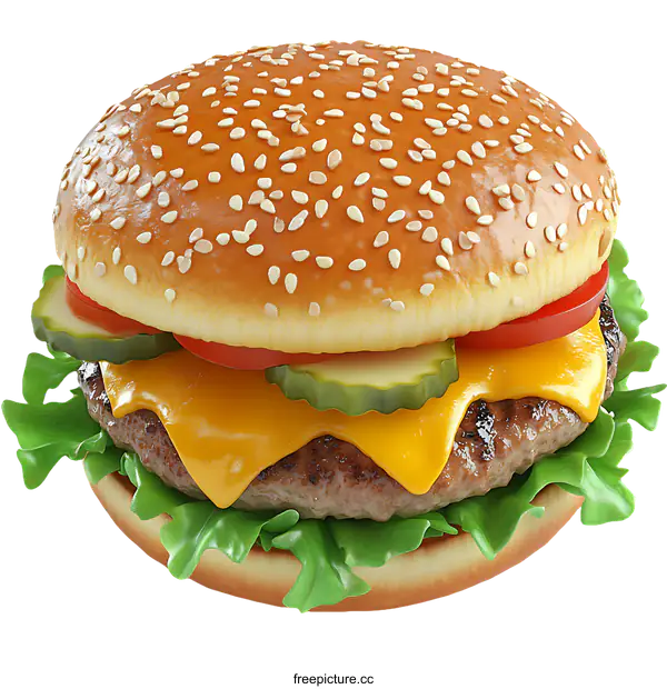 [Transparent Background PNG]Delicious Cheese Burger Illustration