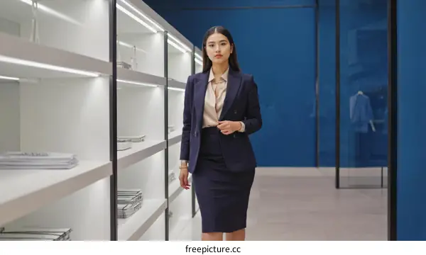 Business Woman Walking in a Modern Office