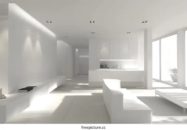 Modern Minimalist Interior Design with White Walls and Furniture