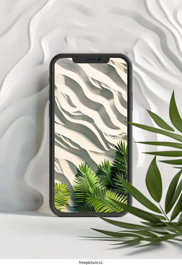 Minimalist Smartphone Mockup with Palm Tree