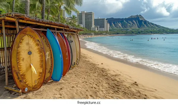 Surfers天堂夏威夷威基基海滩冲浪板