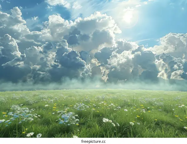 Beautiful Meadow Under Dramatic Sky