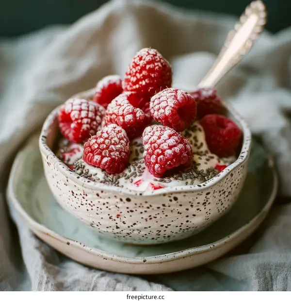 Healthy Raspberry Yogurt Chia Seed Bowl
