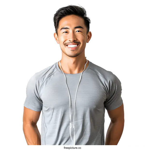 [Transparent Background PNG]Portrait of a young Asian man smiling