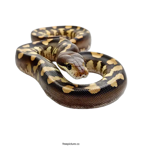 [Transparent Background PNG]Close Up Of A Brown And Yellow Snake With White Background