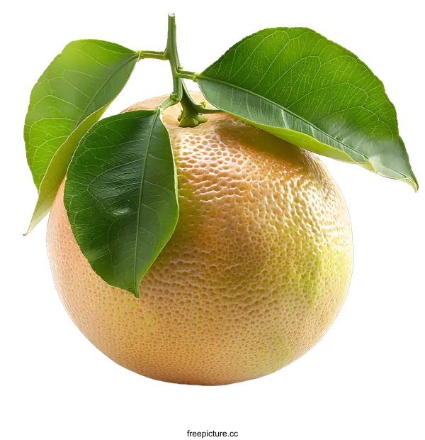 [Transparent Background PNG]Fresh Grapefruit Fruit With Green Leaves