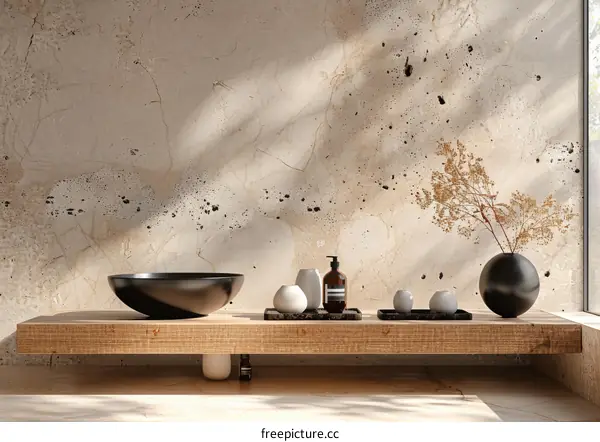 Modern Minimalist Bathroom Vanity with Natural Stone