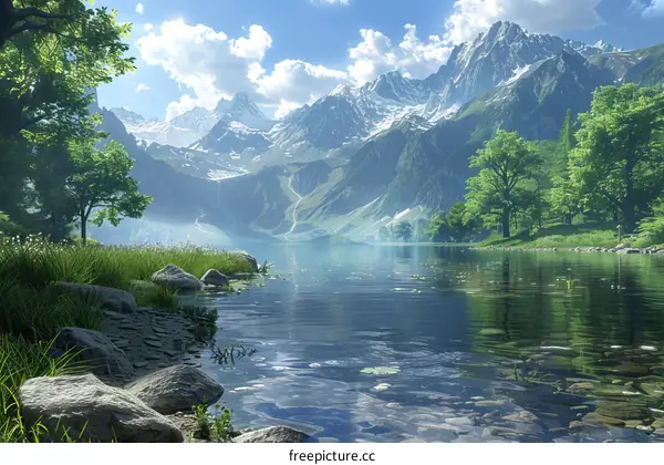 Serene Mountain Lake Landscape