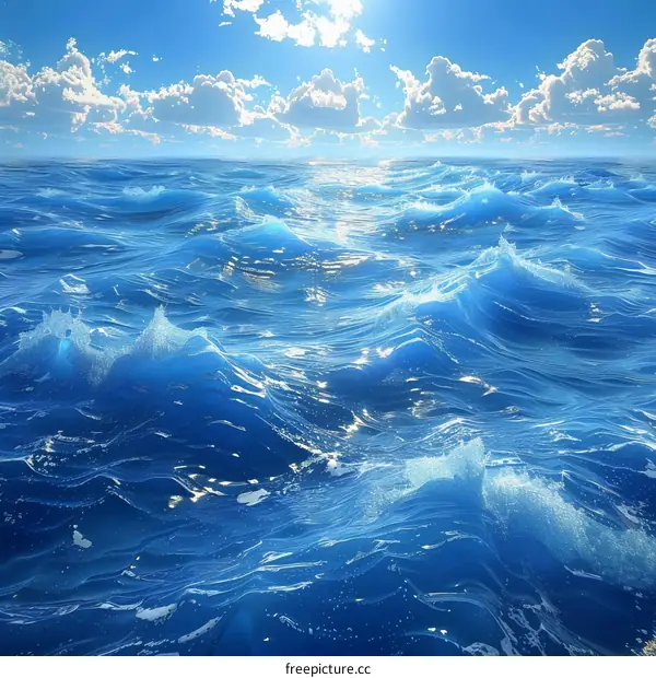 Powerful Ocean Waves Under The Bright Sun