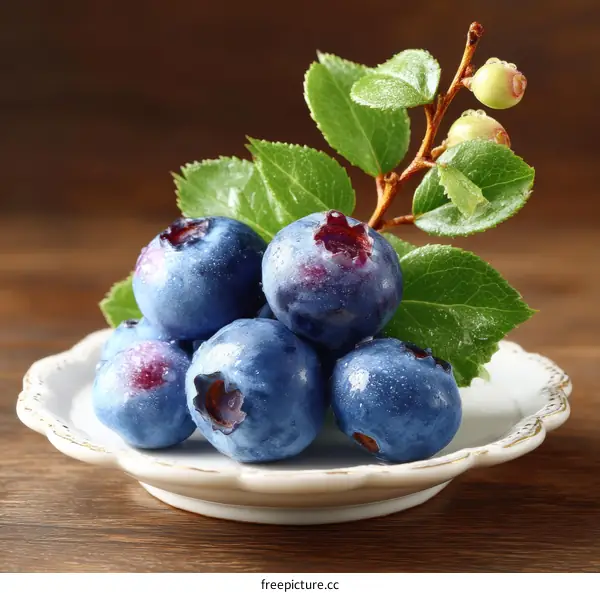 Fresh Blueberries on a Plate