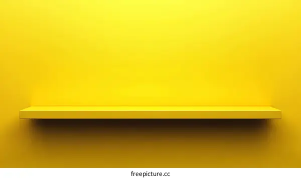 Empty Yellow Shelf Against a Solid Yellow Wall