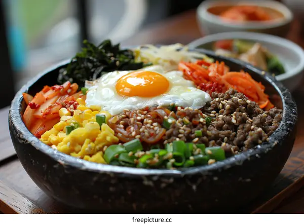 Traditional Korean Bibimbap Rice Bowl