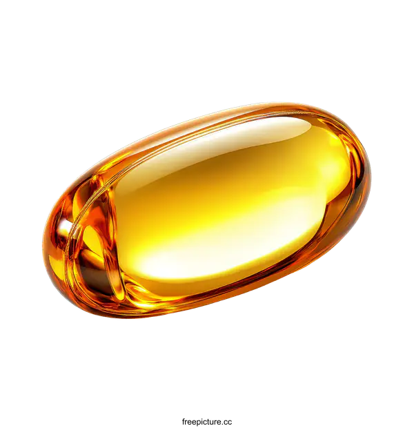 [Transparent Background PNG]Shiny Golden Fish Oil Capsule Close-up