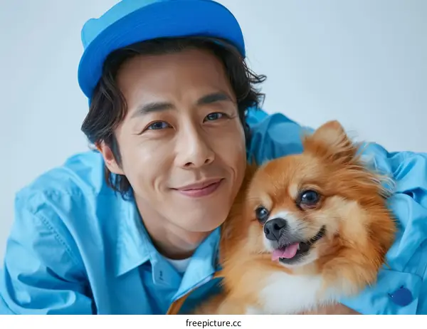 South Korean actor Ji Sung with a dog