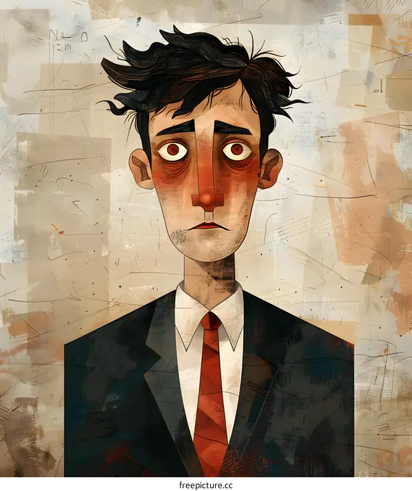 Illustration of a man wearing a suit and tie with a red tie