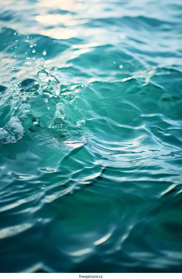 Close-up Shot of Turquoise Ocean Water Splashing Over Reef