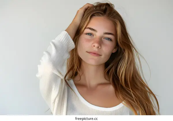 portrait of a young woman with freckles