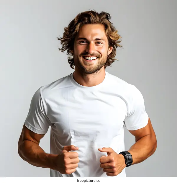 Portrait of a happy athletic man