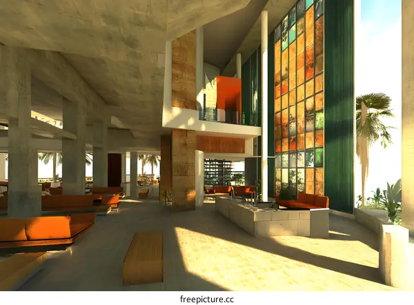 Modern Architecture Interior Design With Large Window