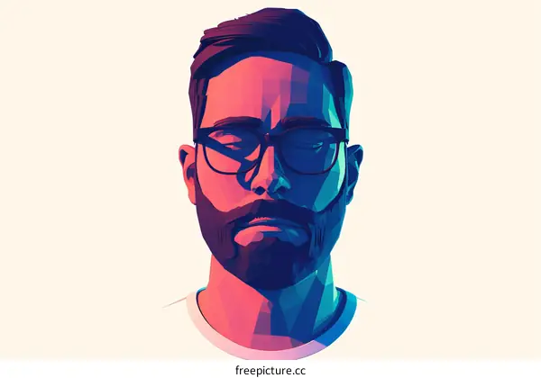 Low Poly Portrait of a Man with Glasses