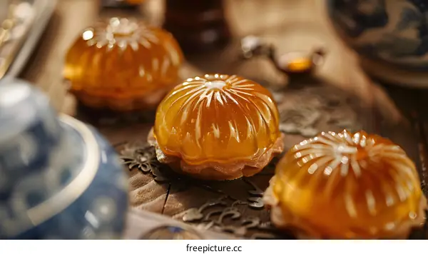 Close Up of Delicious Orange Jelly Desserts