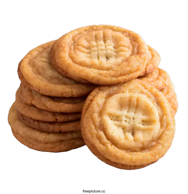 [Transparent Background PNG]Stack of Snickerdoodle Cookies on White